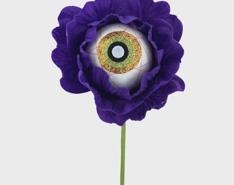 Purple Eyeball Flower Pick - 21 in x 6in