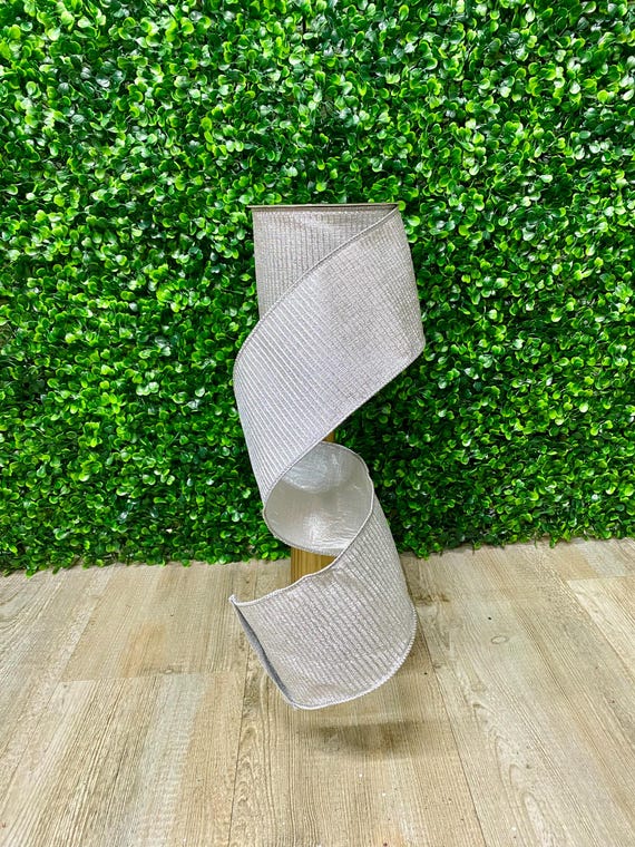 4インチ シルバー プリーツ メタリックリボン - 10ヤード - Farrisilk