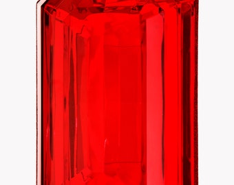 XL Acrylic Ruby Gem- Rectangle Cut Red Jewel Ornament ~ 9”