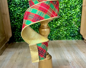 2.5 inch Asher Tartan Plaid Ribbon ~ Wired ~ 10 Yards