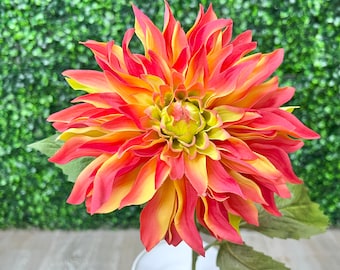 Orange & Yellow Dahlia Spray ~ 26 Inch