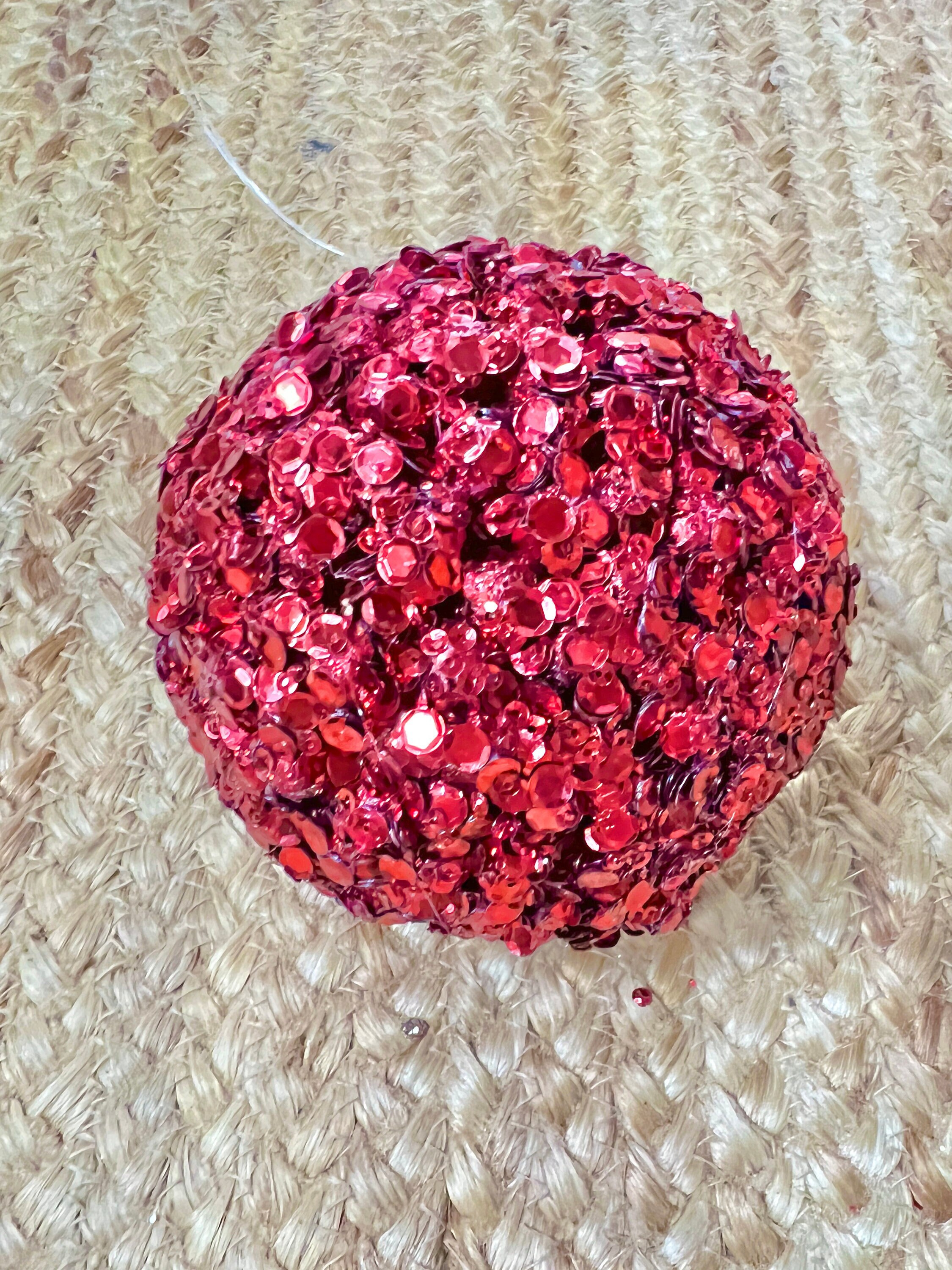 Ruby Red Sequins Jewel Ball Ornament 4 inch