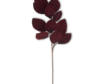 Burgundy Velvet Magnolia Leaf Spray ~ 33 Inch