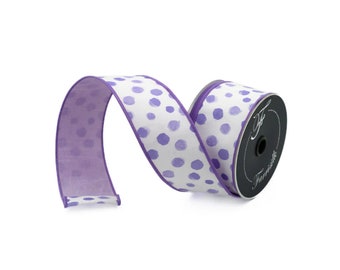 2.5 inch Lavender Watercolor Dot Ribbon ~ 10 yards ~ Wired