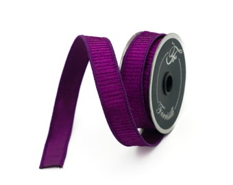 1 inch Purple Pleated Metallic Ribbon- 10 yards - Farrisilk