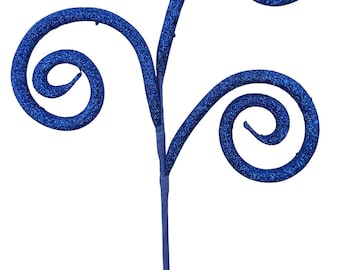 Blue Glitter Curly Pick - 18 inch