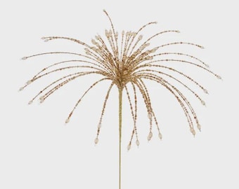 Gold Beaded Starburst Fountain Spray ~ 24 Inch ~ Gold Christmas Spray