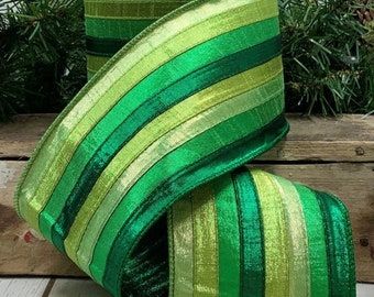 4 inch Green gradient rainbow ribbon- 10 yards