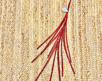Red Glitter Mini Berry Grass Spray~ 32”