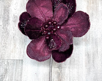 Burgundy Grand Magnolia Stem-10 inch diameter