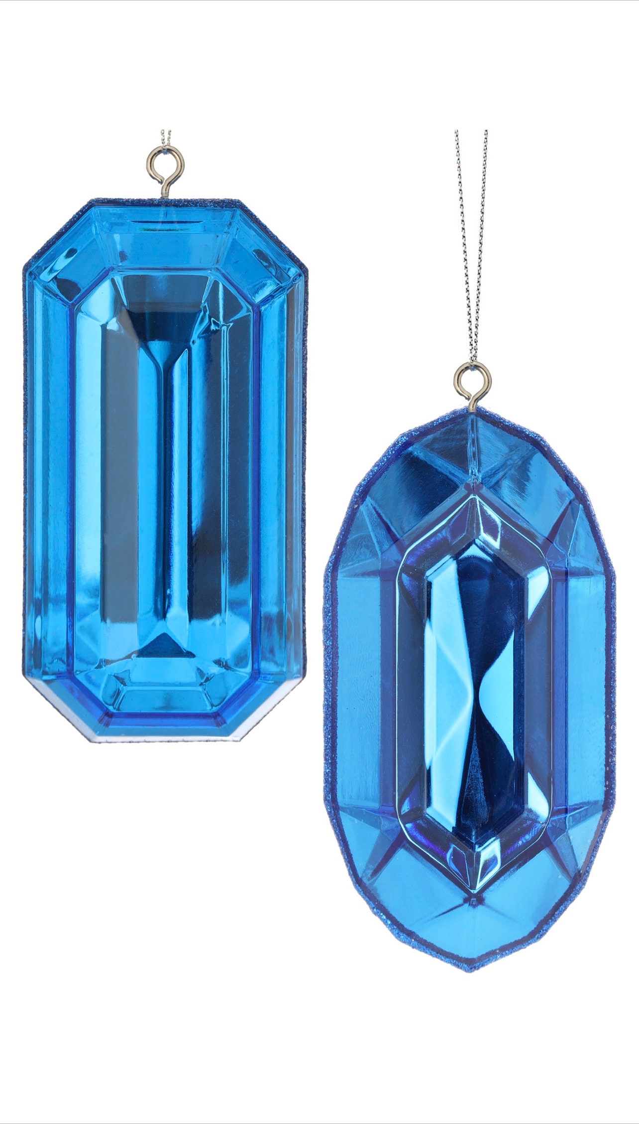 Sapphire Blue Acrylic Gem Ornament Rectangle or Oval Jewel 5 inches