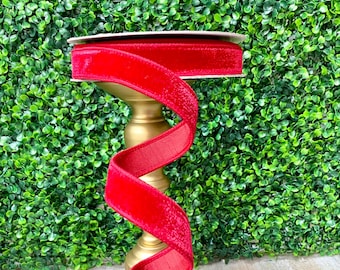 1” Red Velvet Ribbon ~ Farrisilk ~ 10 yards ~ Wired