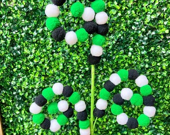 Felt Ball Curly Spray ~ green black white ~ 30in ~ St Patrick’s Day Spray