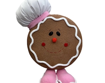 14" Pink and Brown Gingerbread Cookie Chef