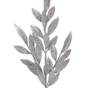Silver Glitter Mica Laurel Spray - 25 inches