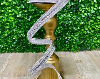 Silver Jeweled Garland .75 inch x 5 yds