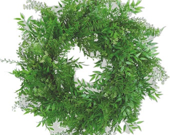 Spring / Summer Mixed Greenery Wreath ~ 24 Inch