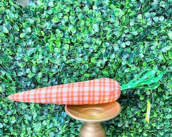 Orange Plaid plush Fabric Carrot ~ 12”