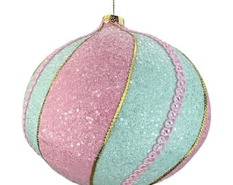 Mint & Pink Swirl Large Ornament ~ 10in tall x 9in wide