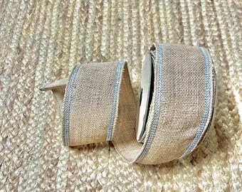 2.5 inch Burlap & Rhinestone Trim Ribbon ~ Wired ~ 10 yards