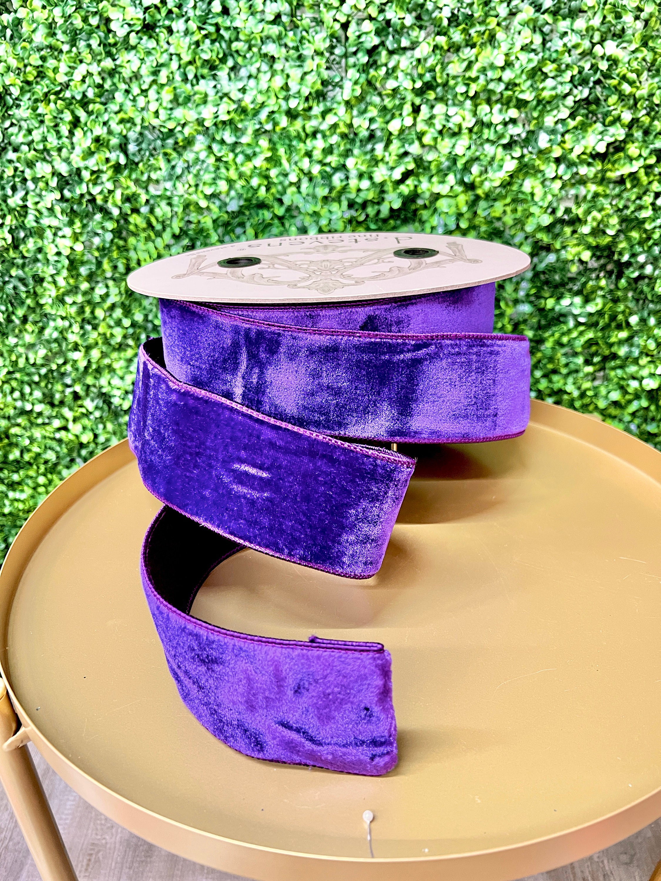 2.5 x 10 yds Purple Velvet with Green, Purple & Gold Glitter, Velvet –  Perpetual Ribbons