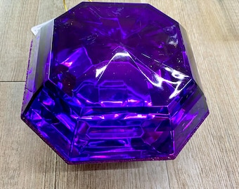 Dark purple / deep Amethyst Acrylic Gem- Square Cut Purple Jewel Ornament ~ 6”
