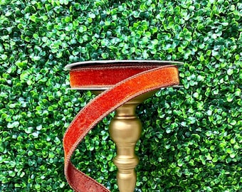 1” Cinnamon Velvet Luster Ribbon - 10 yards - Wired