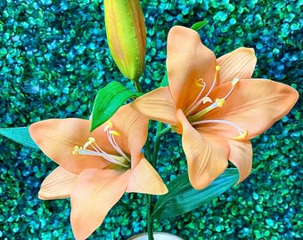 Natural Touch Orange Lily Spray x2 ~ 23 inch