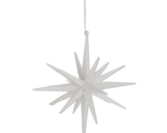 8 Inch 18 Point White Glitter Star Ornament