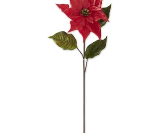 27 Inch Real Touch Red Poinsettia Stem