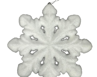Giant Flocked Snowflake Ornament ~ 10in wide x 1.5in thick