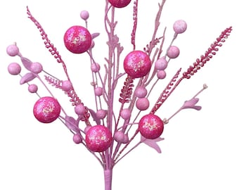 Pink Glitter Ball Filler Bush - 21 inch