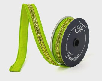 1 Inch Lime Twinkle Trim Ribbon ~ Wired ~ 10 yards
