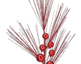 Red Glittered Pine -VP Ball Spray-26 inch