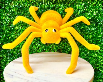 Yellow Flocked Spider - 15x15 inch