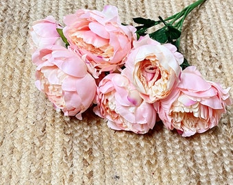 Soft  Pink Peonies ~ 7 Flowers~ 21”