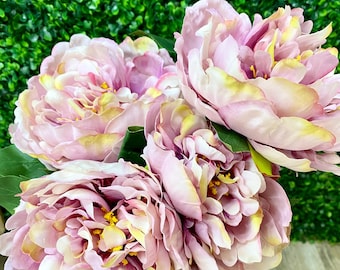 Lavender Peony Bush ~ 5 flowers ~ 17” - ARTIFICIAL