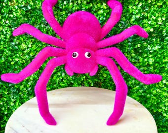 Hot Pink Flocked Spider - 15x15 inch