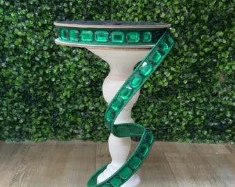 1 Inch Emerald Green Jeweled Ribbon ~ 5 Yards ~ Wired