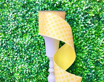 Yellow Monochrome Dots Ribbon ~ 4 Inch x 10 Yards ~ Farrisilk