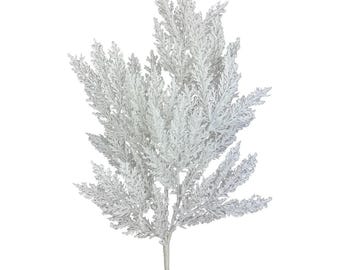 White Flocked Cedar Spray - 30 inches