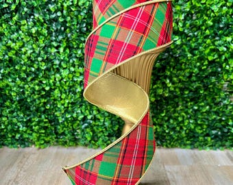 2.5 inch Asher Tartan Plaid Ribbon ~ Wired ~ 10 Yards