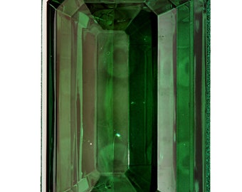 Acrylic Emerald Gem- Rectangle Cut Green Jewel Ornament ~ 9”