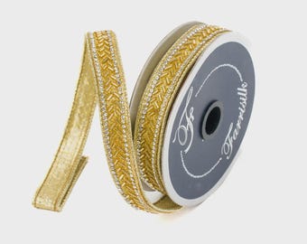 3/4 Inch Gold Baguette Trim Ribbon ~ 5 Yards ~ Wired