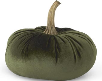 6.25 inch Dark Green Velvet Stuffed Pumpkin