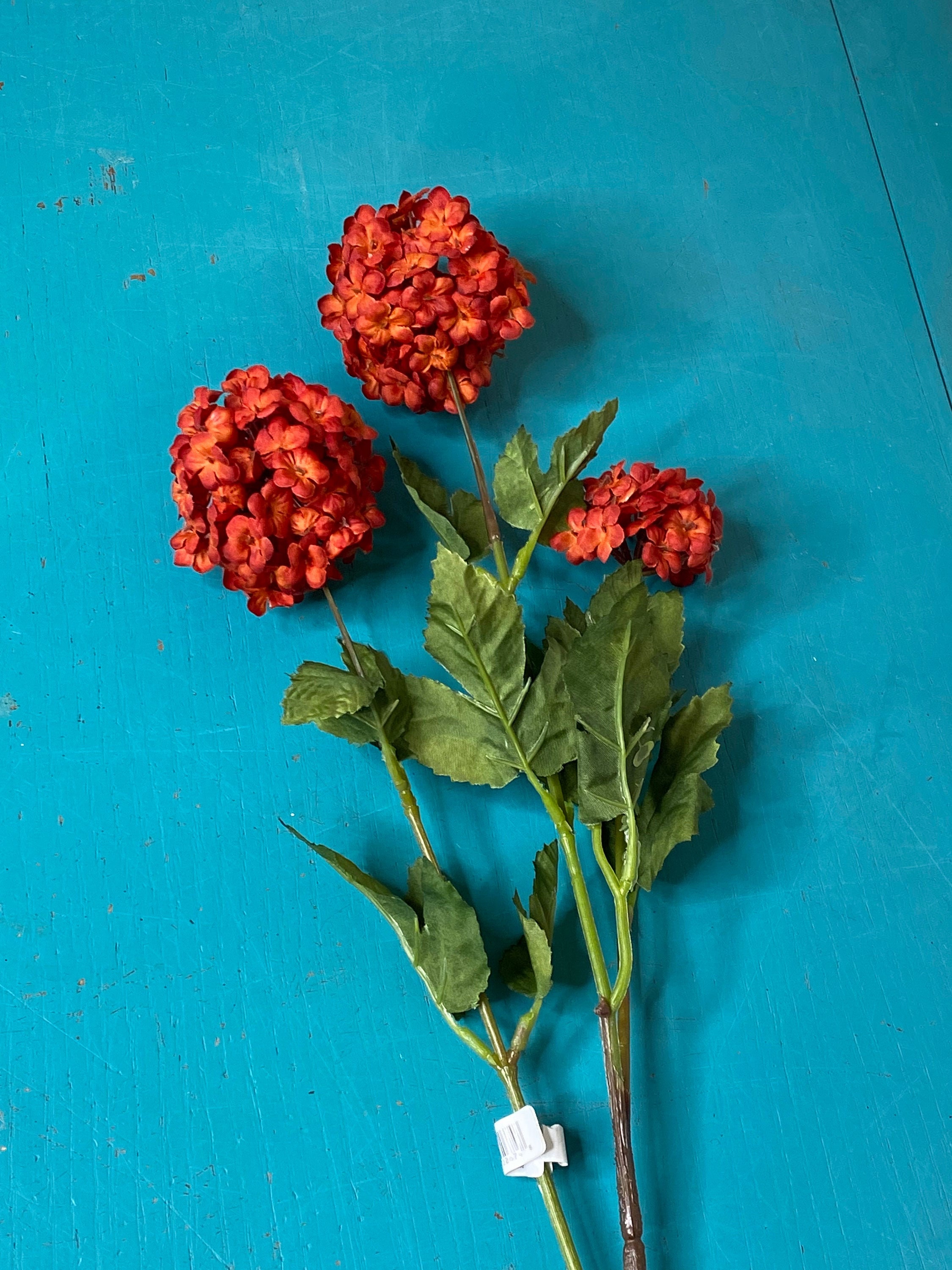 Dark Orange Pom Pom Flower Spray~ 30”