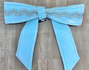 Tiffany Blue Velvet Oversized Christmas Bow, Outdoor Christmas Bow, Commercial Christmas Bow, Weather Resistant, Tiffany Blue Velvet Bow