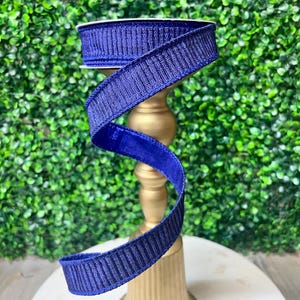 1 inch Royal Blue Pleated Metallic Ribbon- 10 yards - Farrisilk