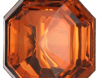 Amber Acrylic Gem- Square Cut Copper Jewel Ornament ~ 6”