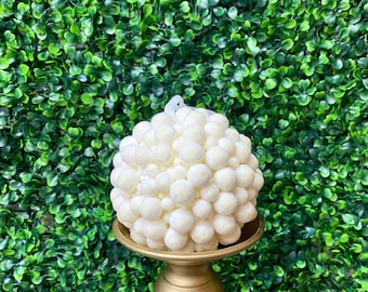 White Pom pom Ball Ornament - 4 inch